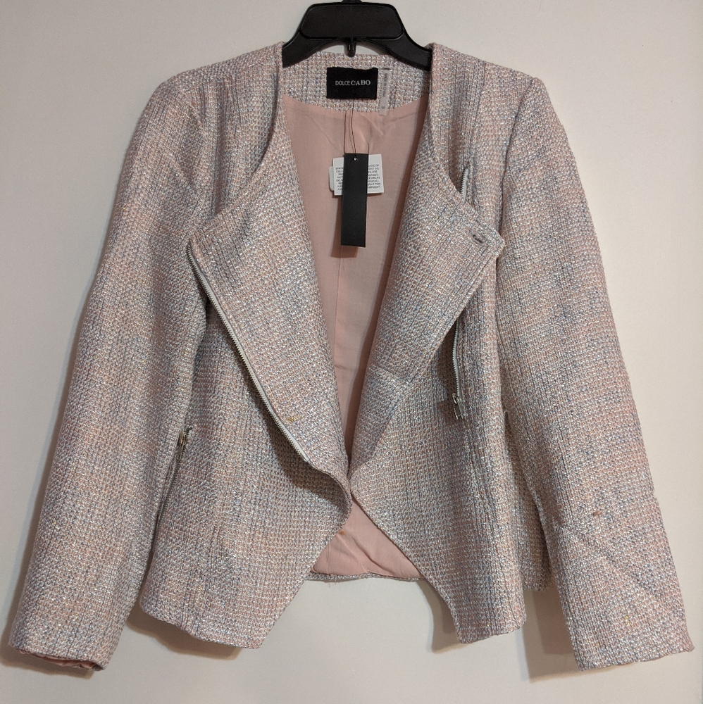 Pink Metallic knit blazer